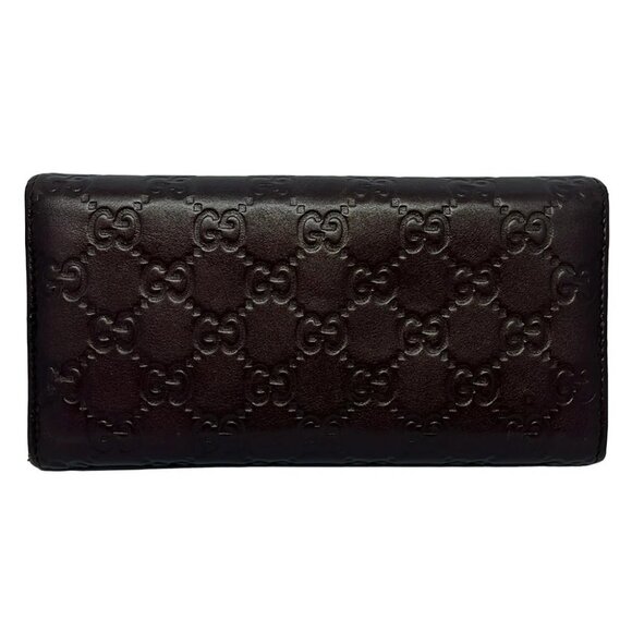 GUCCI Lovely Dark Brown Gold Leather - Long Wallet - Picture 2 of 5